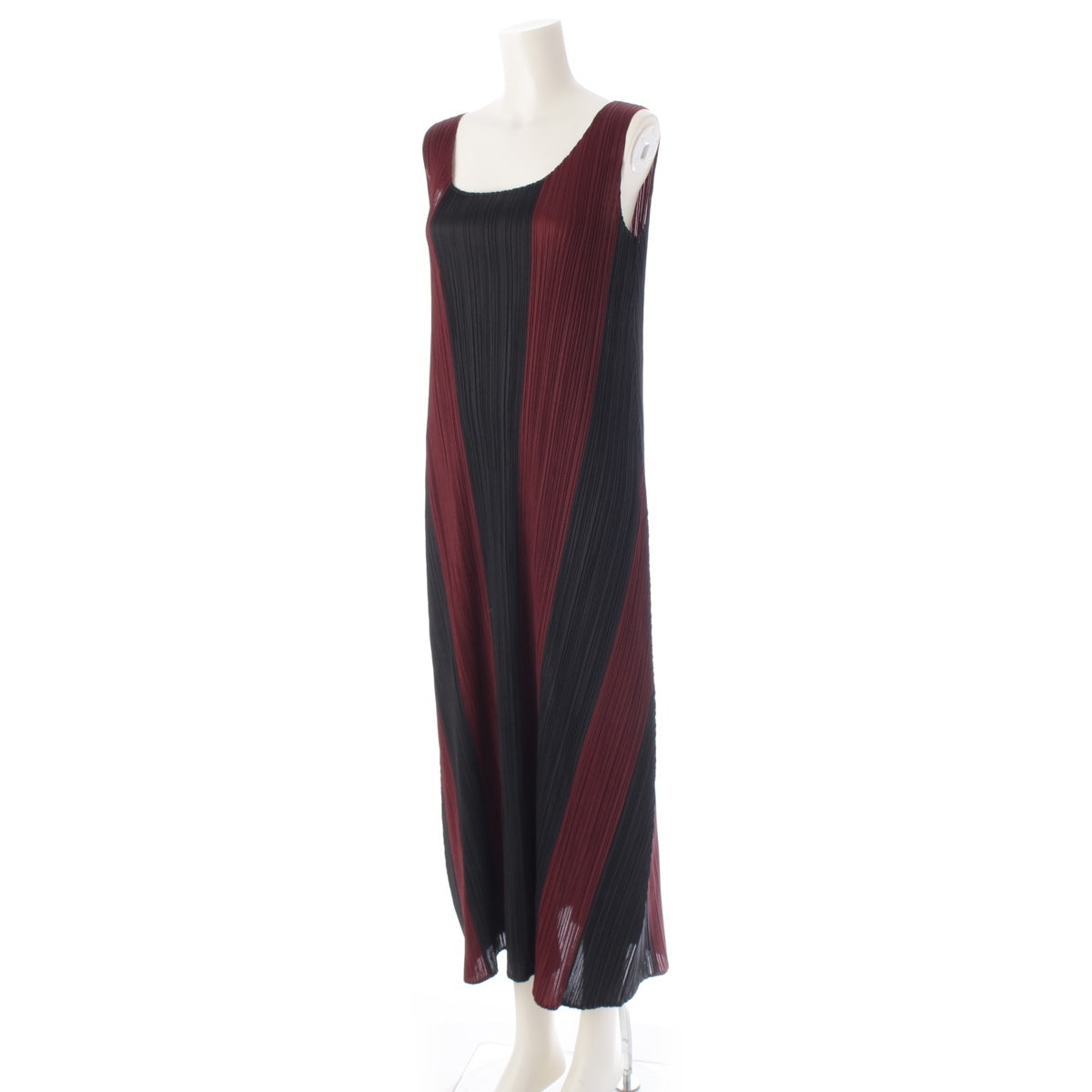 ISSEY MIYAKE Two-tone sleeveless one piece Black bordeaux 4