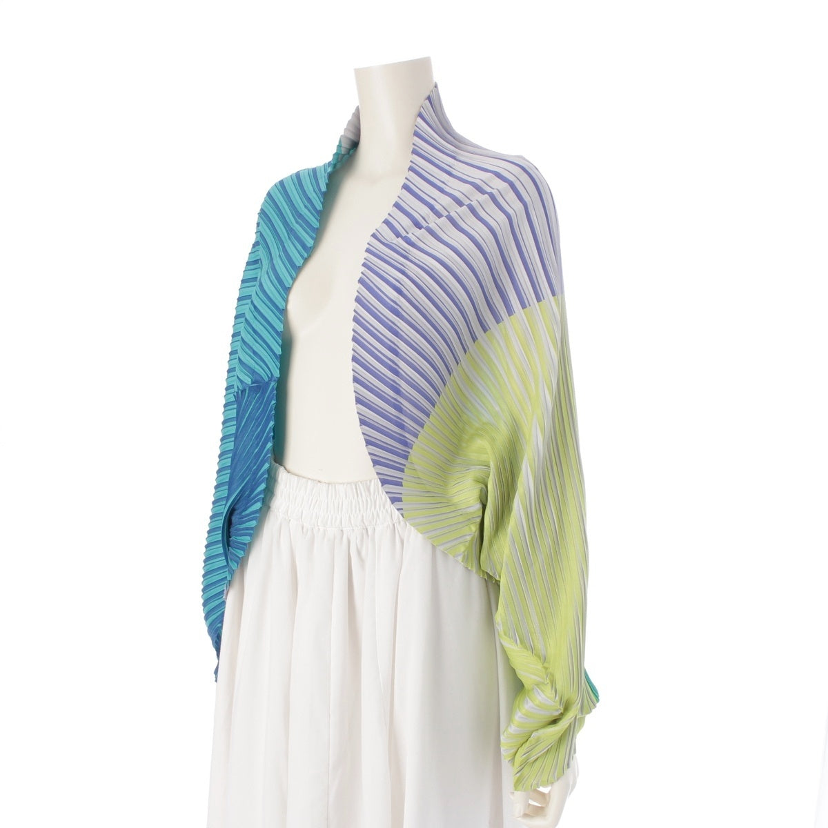 PLEATS PLEASE ISSEY Diagonal pleated stripe print bolero cardigan PP53-J0555 multicolor