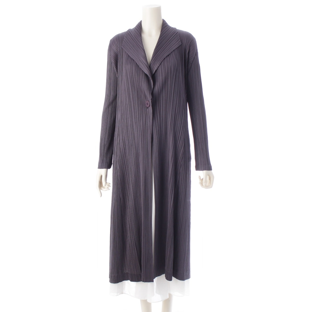 PLEATS PLEASE ISSEY  Front button long cardigan PP73-JA224 gray 4