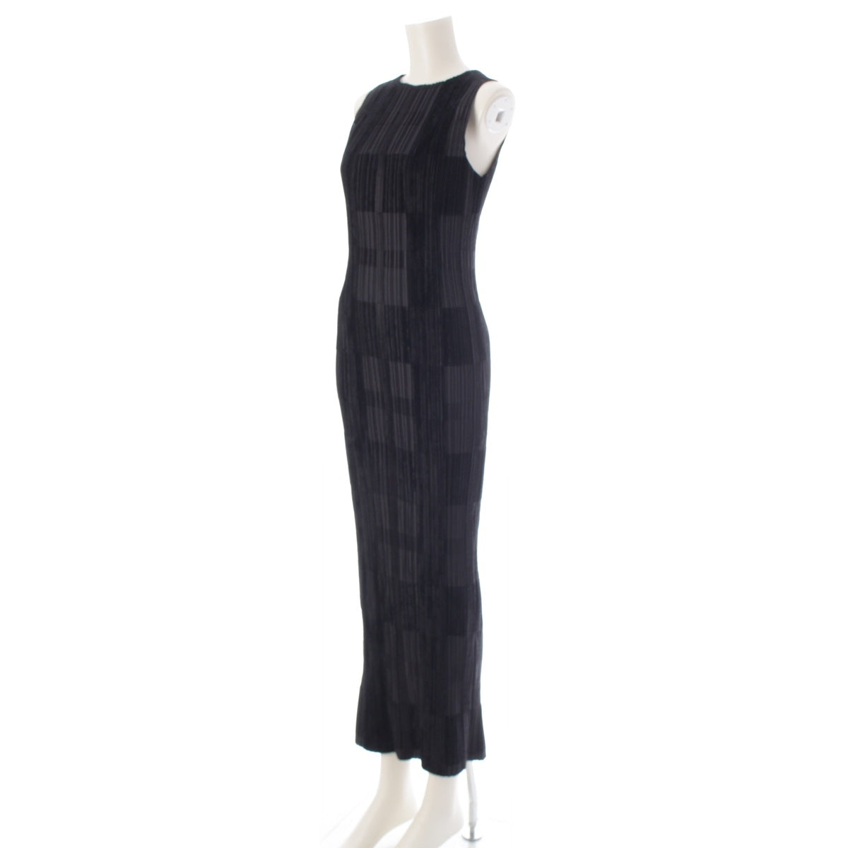 ISSEY MIYAKE Velour Pleated Sleeveless one piece IM14FH910 black 1