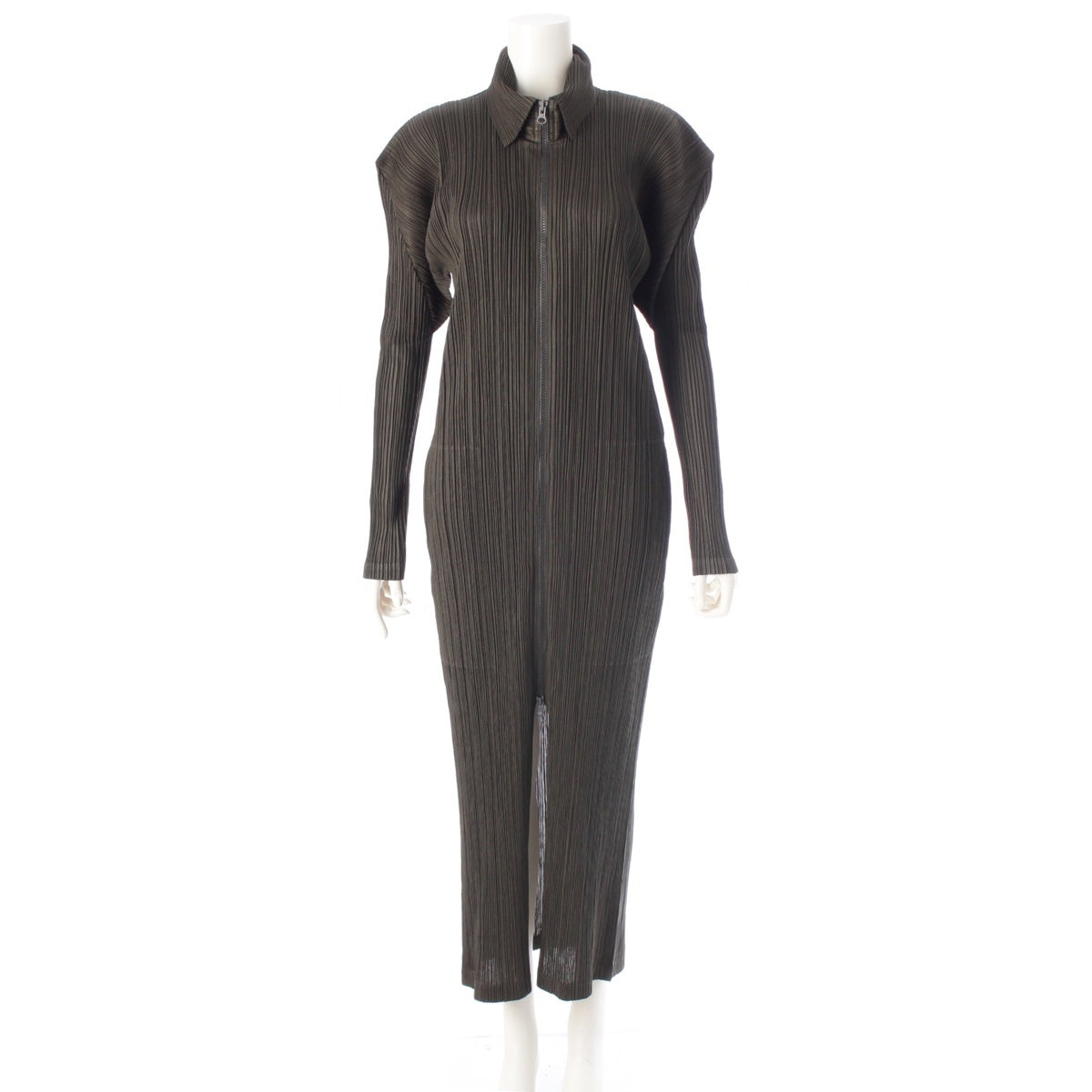 PLEATS PLEASE ISSEY  Zip Long Cardigan one piece PP93-JA102 Khaki green 4