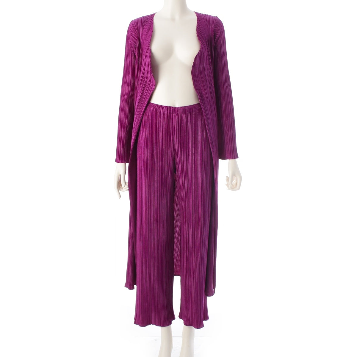 PLEATS PLEASE ISSEY  Long cardigan Pants setup PP53-JA207/PP53-JF204 purple 3/2
