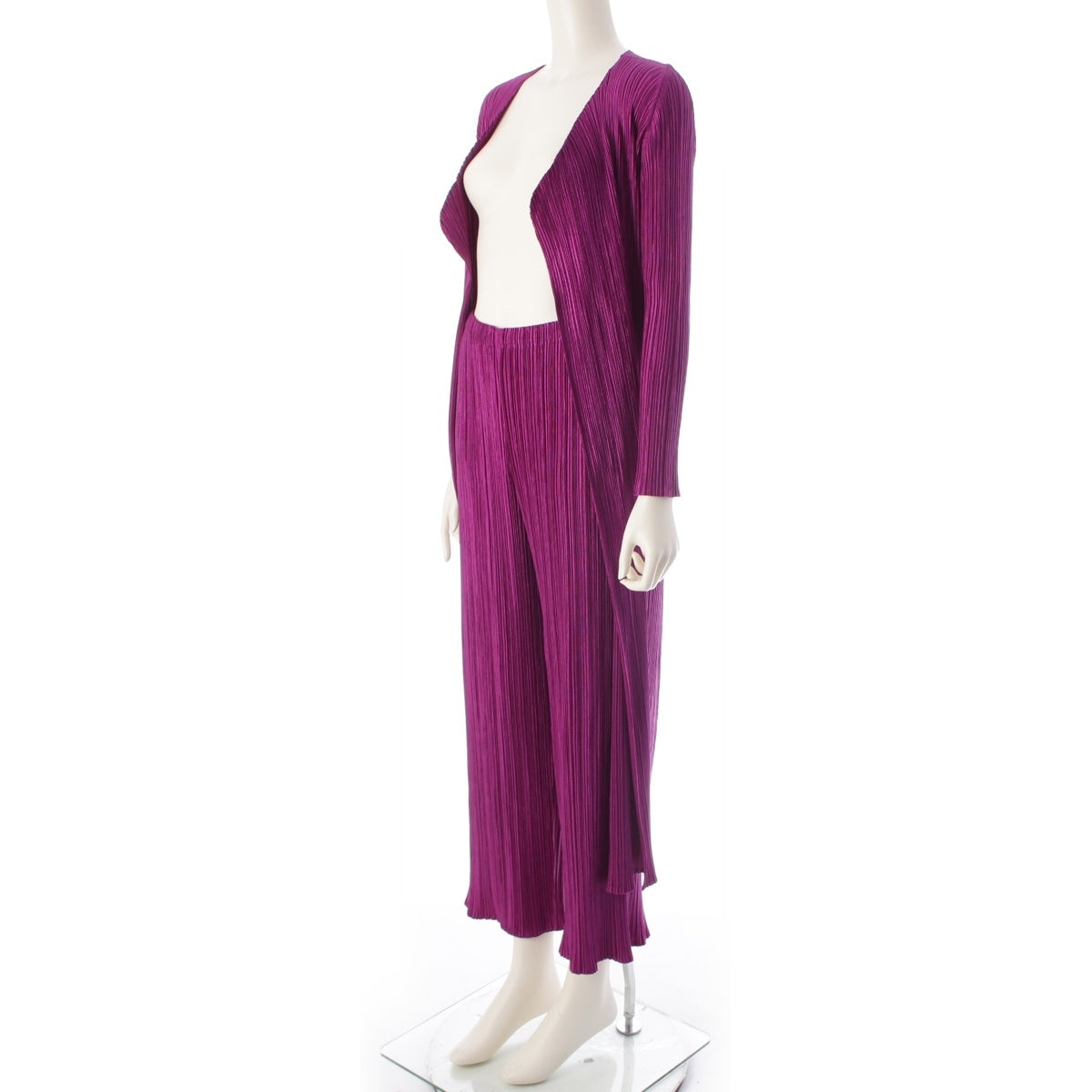 PLEATS PLEASE ISSEY  Long cardigan Pants setup PP53-JA207/PP53-JF204 purple 3/2