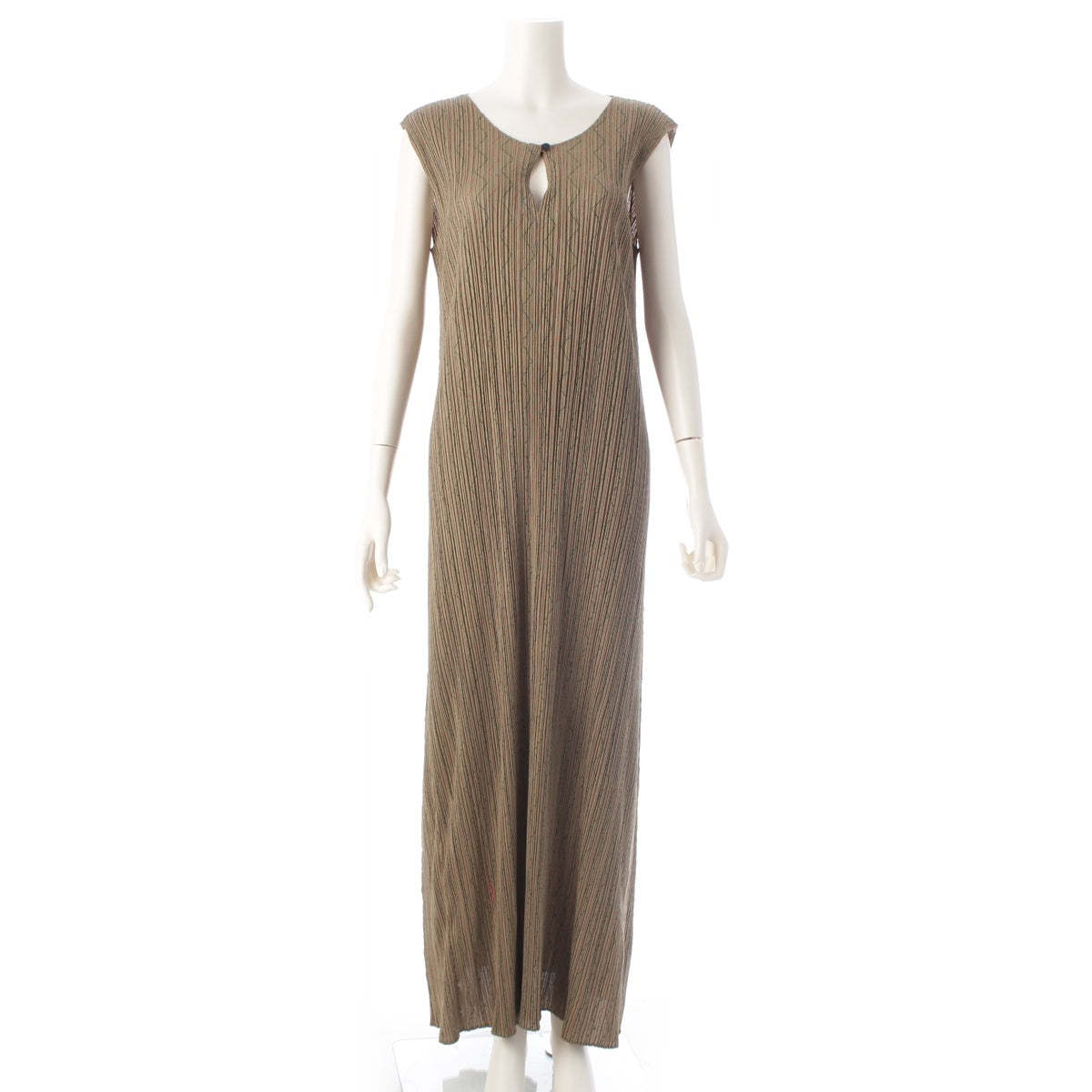 PLEATS PLEASE ISSEY  Zigzag Stitch Sleeveless one piece PP94-JH586 beige 5
