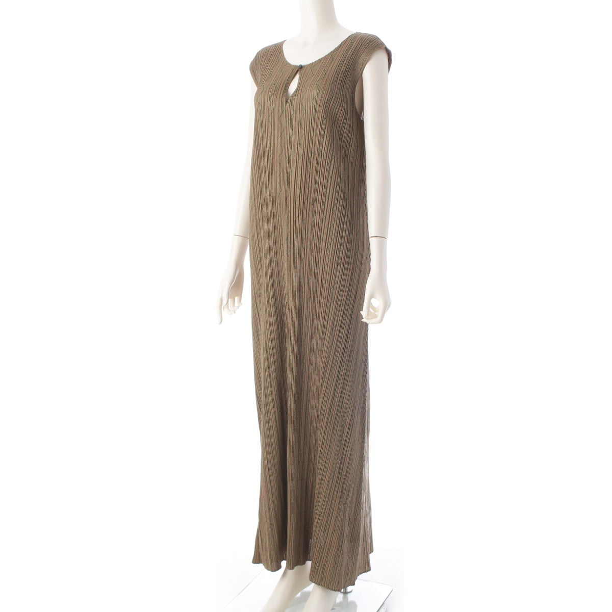 PLEATS PLEASE ISSEY  Zigzag Stitch Sleeveless one piece PP94-JH586 beige 5