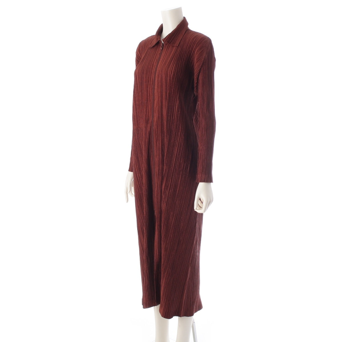 PLEATS PLEASE ISSEY  Front zip-up long cardigan one piece PP63-JA186 Brown 3