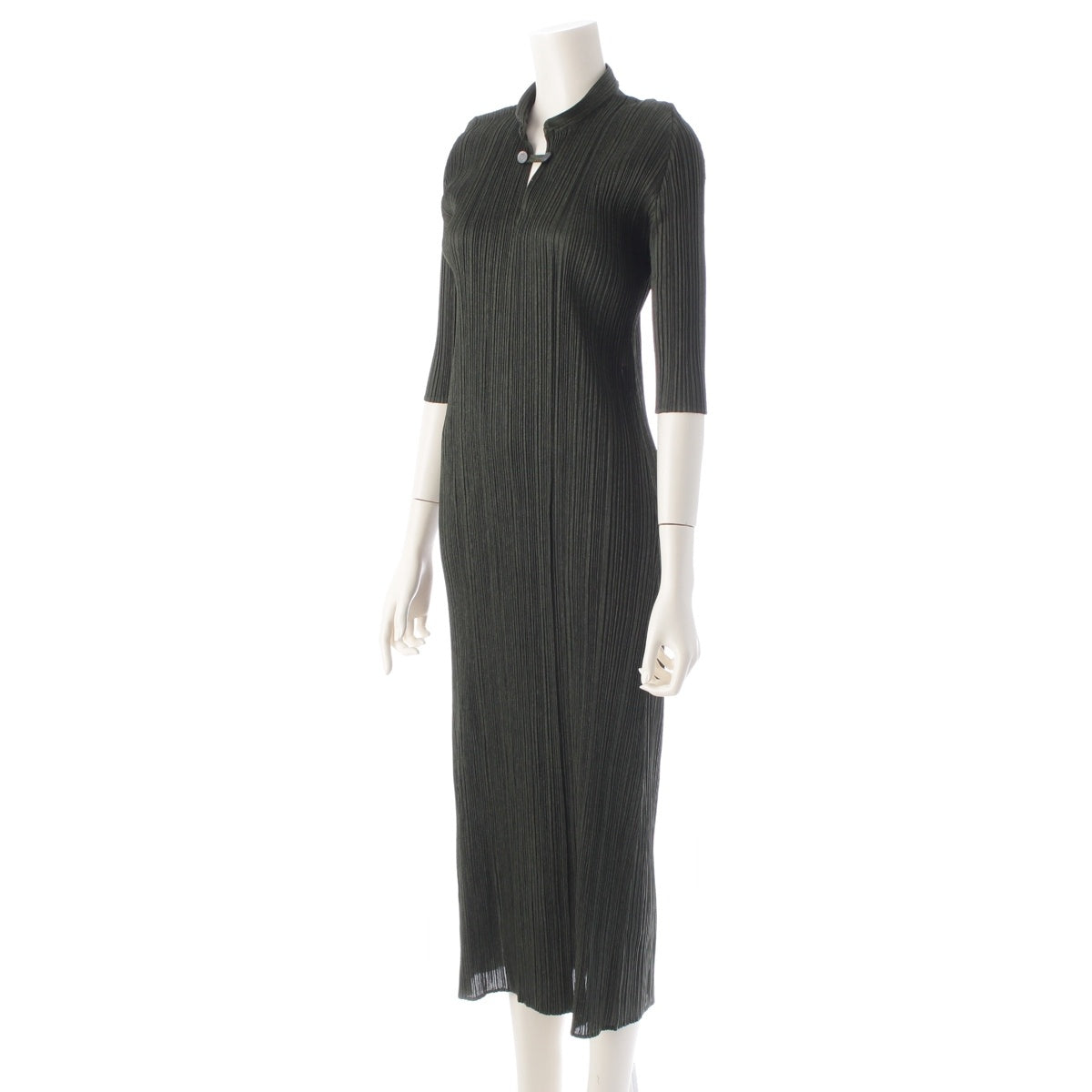 PLEATS PLEASE ISSEY  Front button long one piece tops skirts PP63-JH147 green 4