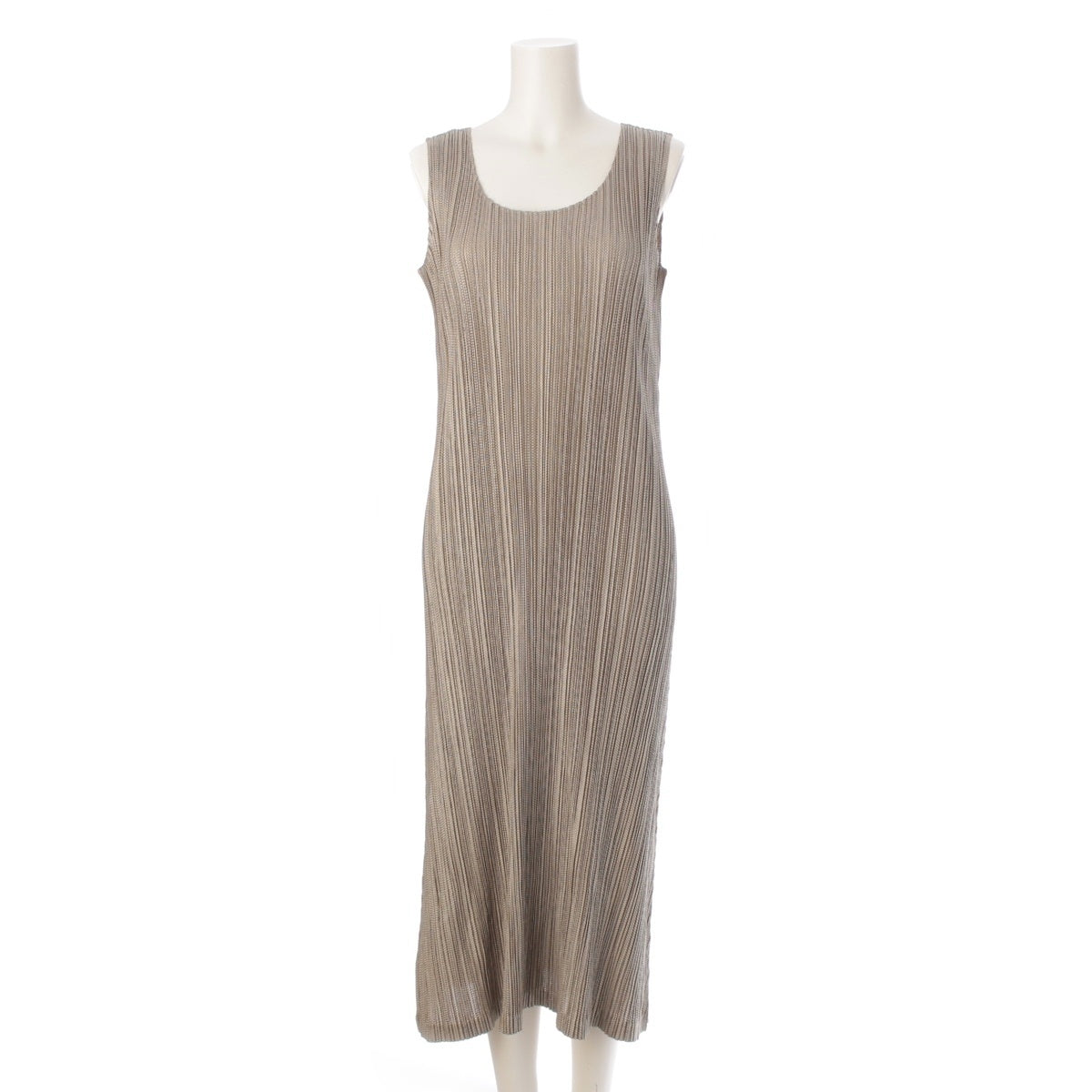 PLEATS PLEASE Sleeveless long one piece dress PP83-JH644 beige 4