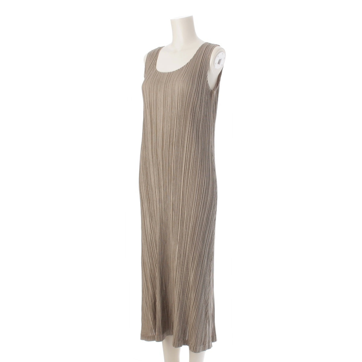 PLEATS PLEASE Sleeveless long one piece dress PP83-JH644 beige 4