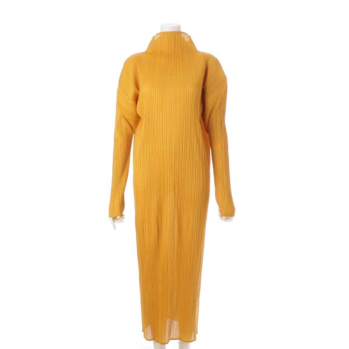 PLEATS PLEASE ISSEY  Long sleeve long one piece PP43-JH632 Mustard yellow 4
