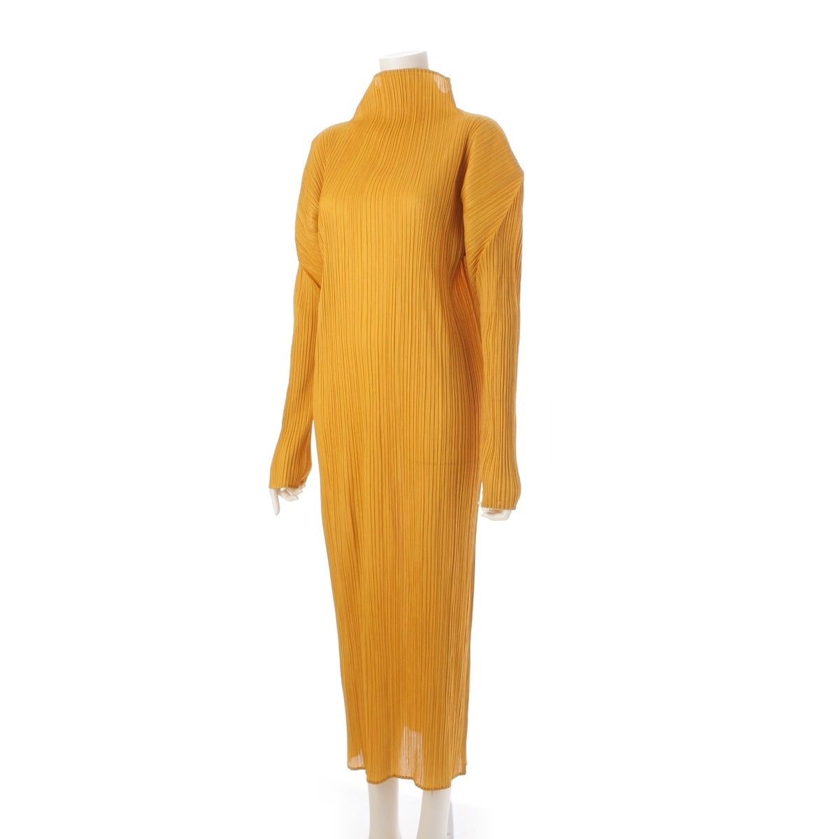 PLEATS PLEASE ISSEY  Long sleeve long one piece PP43-JH632 Mustard yellow 4