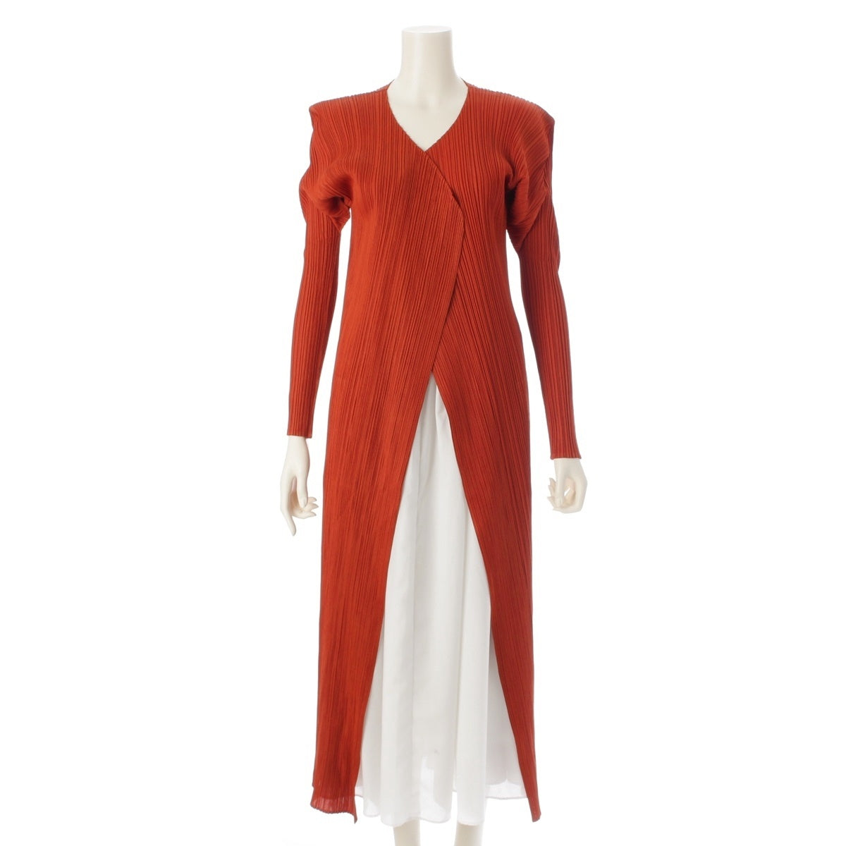 PLEATS PLEASE ISSEY long cardigan Dresses Tops PP74-JH117 Orange 4