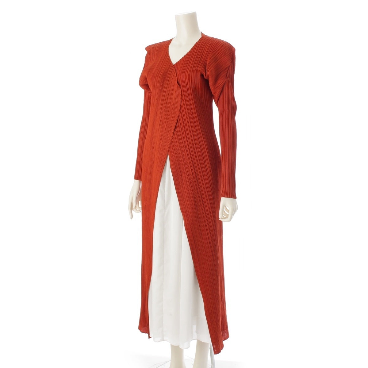 PLEATS PLEASE ISSEY long cardigan Dresses Tops PP74-JH117 Orange 4