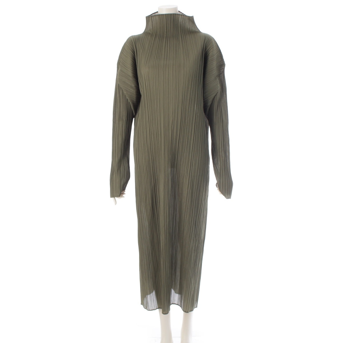 PLEATS PLEASE ISSEY  Bottle neck Long sleeves Long one piece dress PP53-JH432 Green Matcha 4