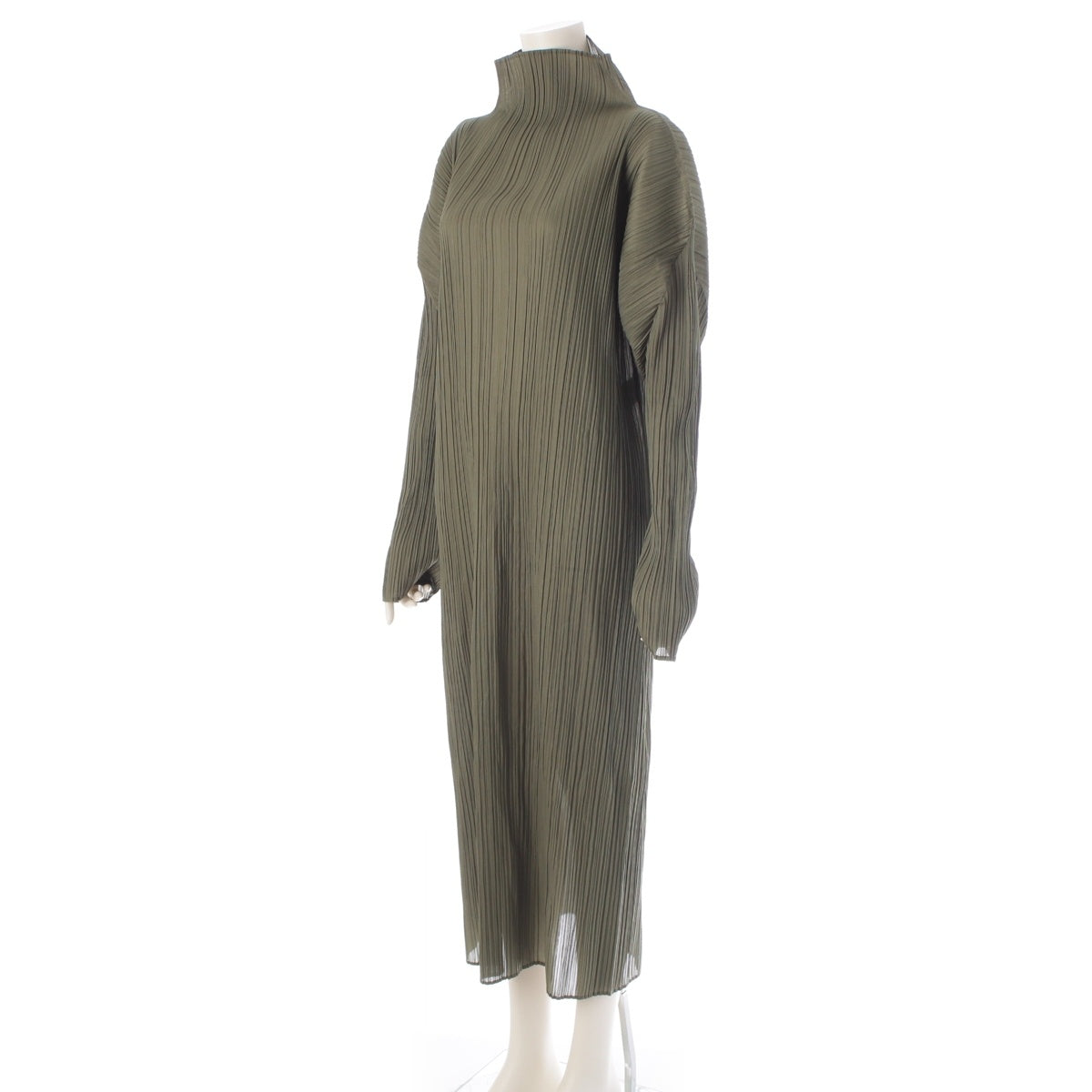 PLEATS PLEASE ISSEY  Bottle neck Long sleeves Long one piece dress PP53-JH432 Green Matcha 4