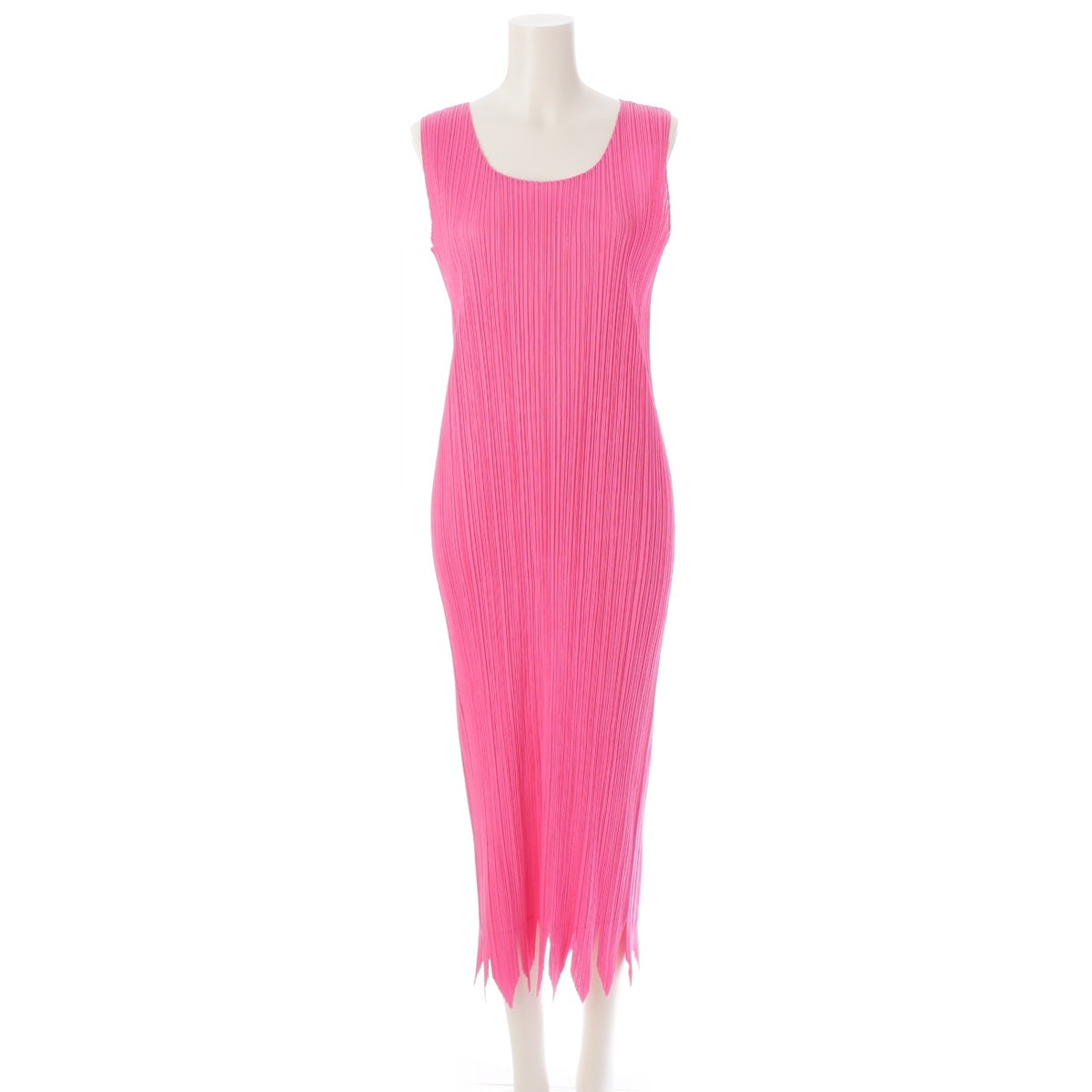 PLEATS PLEASE ISSEY  Zigzag uneven cut sleeveless one piece dress PP81-JH187 pink 4