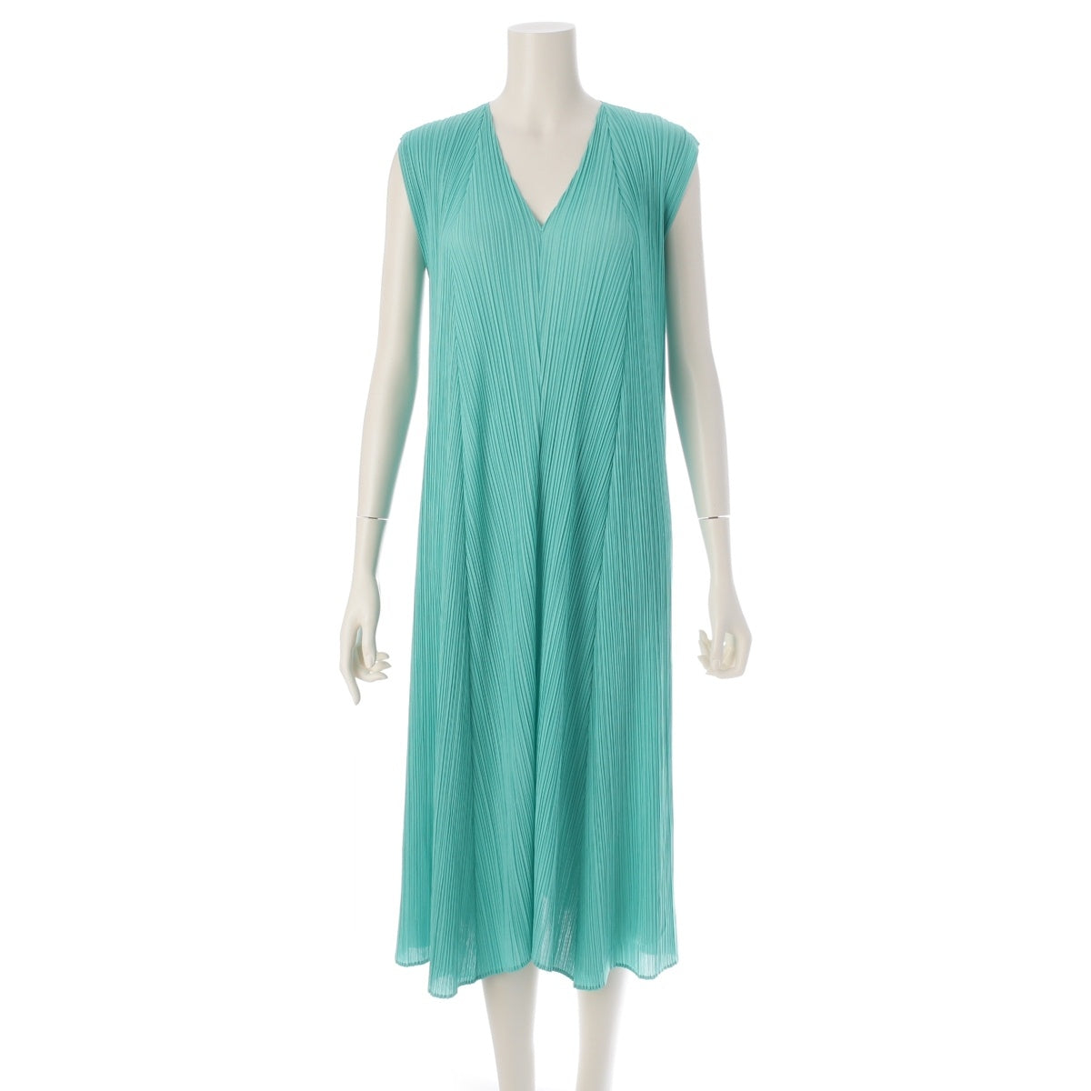 PLEATS PLEASE ISSEY  Sleeveless long one piece dress PP91-JH163 Mint Green Light Green 4