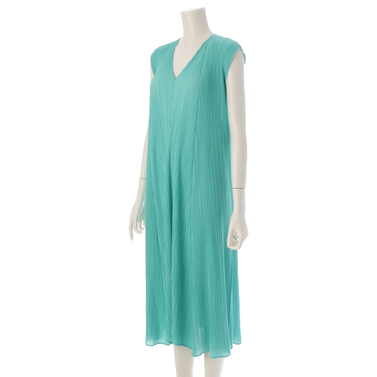 PLEATS PLEASE ISSEY  Sleeveless long one piece dress PP91-JH163 Mint Green Light Green 4