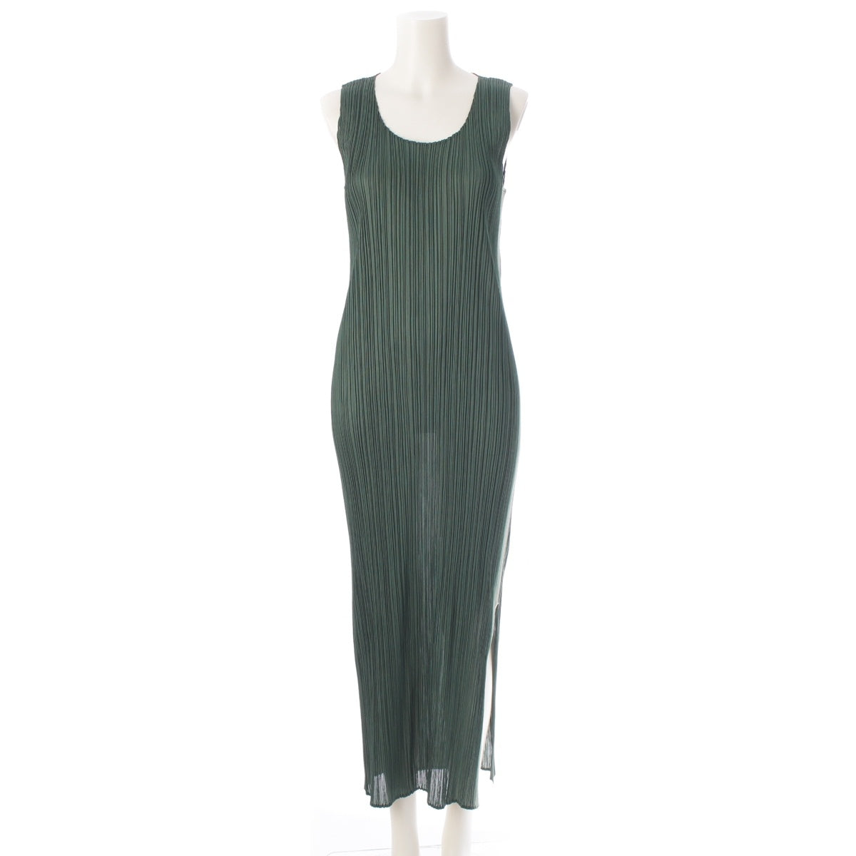 PLEATS PLEASE ISSEY  Sleeveless Gradient Crew Neck Long one piece dress PP96-JH051 Green multicolor 4