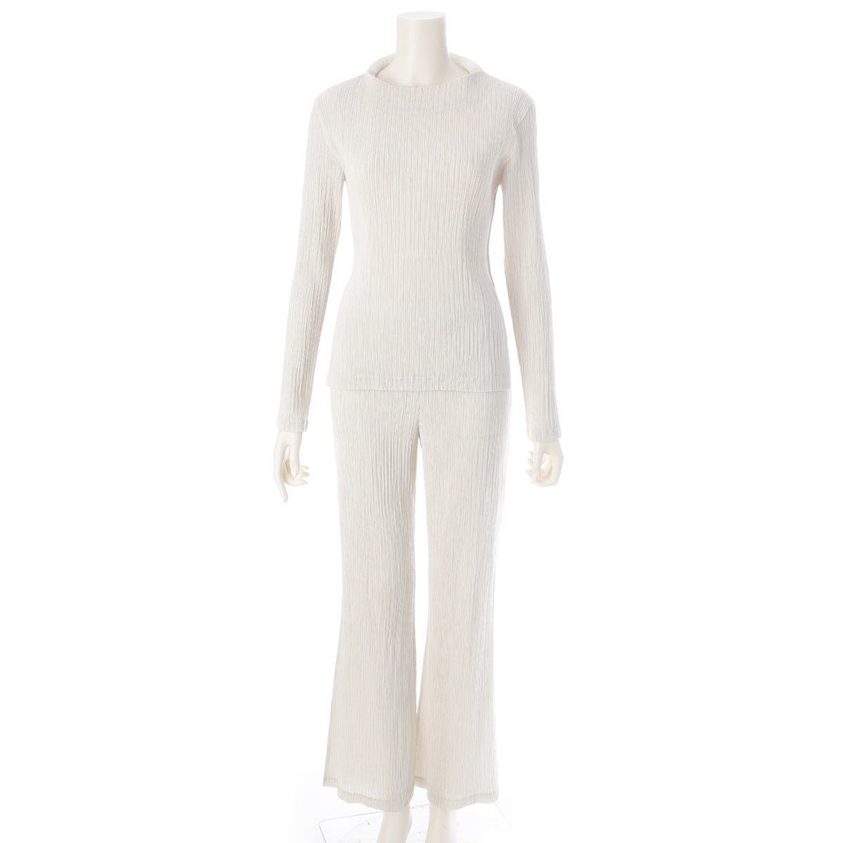 ISSEY MIYAKE FETE Modified bottle neck long sleeve top Pants setup IF84FF444 off white 3