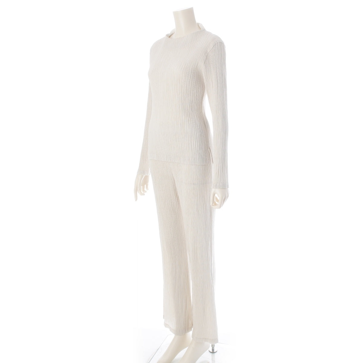 ISSEY MIYAKE FETE Modified bottle neck long sleeve top Pants setup IF84FF444 off white 3