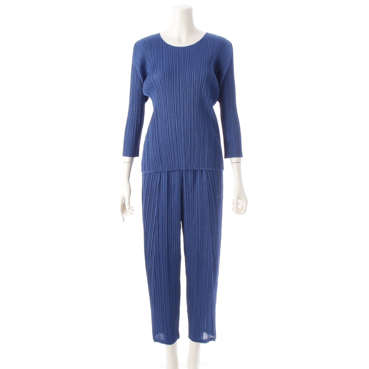 PLEATS PLEASE ISSEY  3 piece Cut and sew top and pants set PP73-JK181/PP73-JF184 blue 5