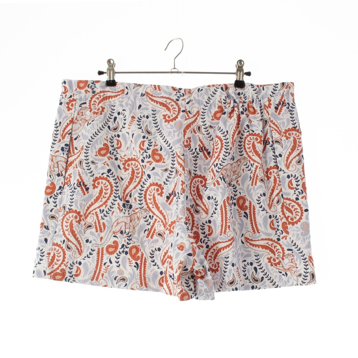 HERMES 25Stainless Steel cotton Paisley Pattern Beach Shorts Pants Shorts Bottoms Half H5E3423DB Orange multicolor 34