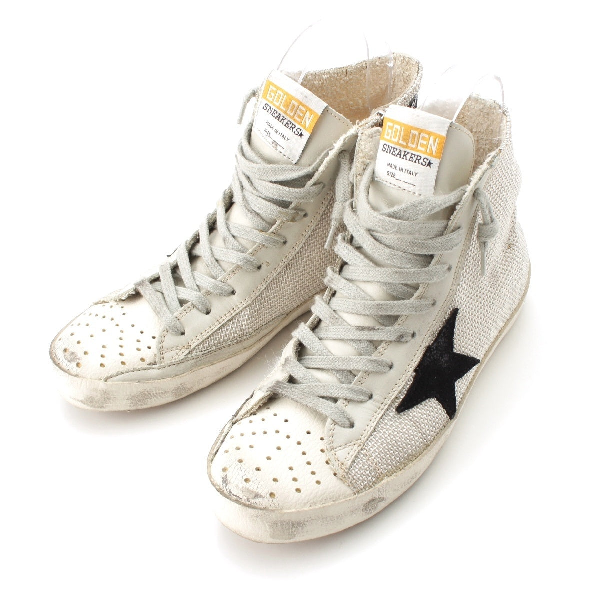 GOLDEN GOOSE leather Side Zip High Cut Logo Star sneakers white 37