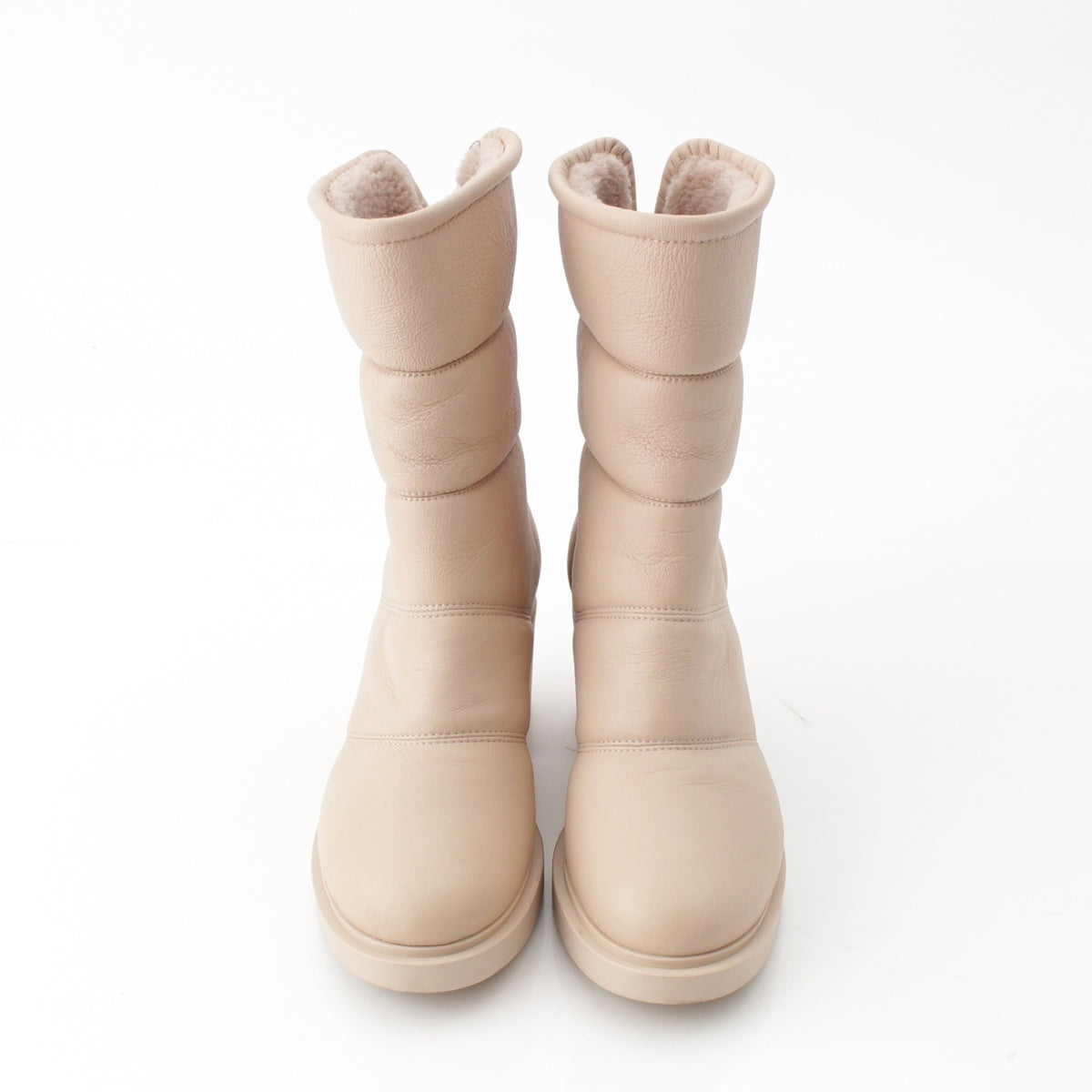 Gianvito Rossi Sheer lining leather boa short Booties Baby pink 39