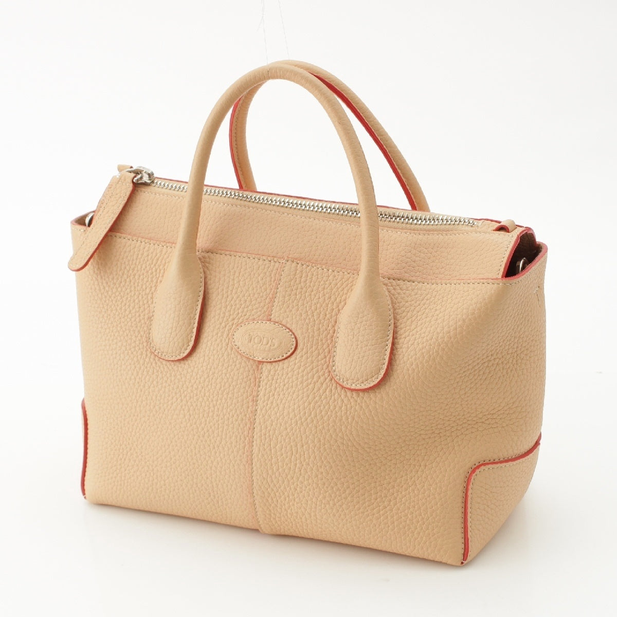 TOD’S DI leather 2way Shoulder Handbag Beige red