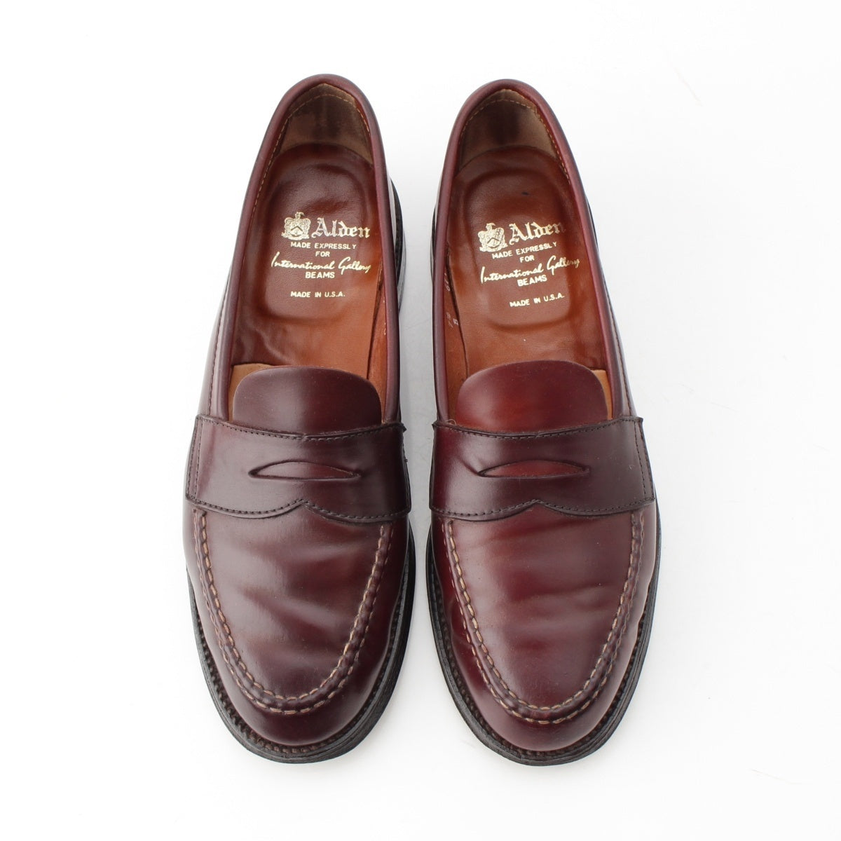 ALDEN Cordovan Leather bPr BEAMS Beams Plus Exclusive Vanlast Penny loafers 6716UF Burgundy 7 1/2 D