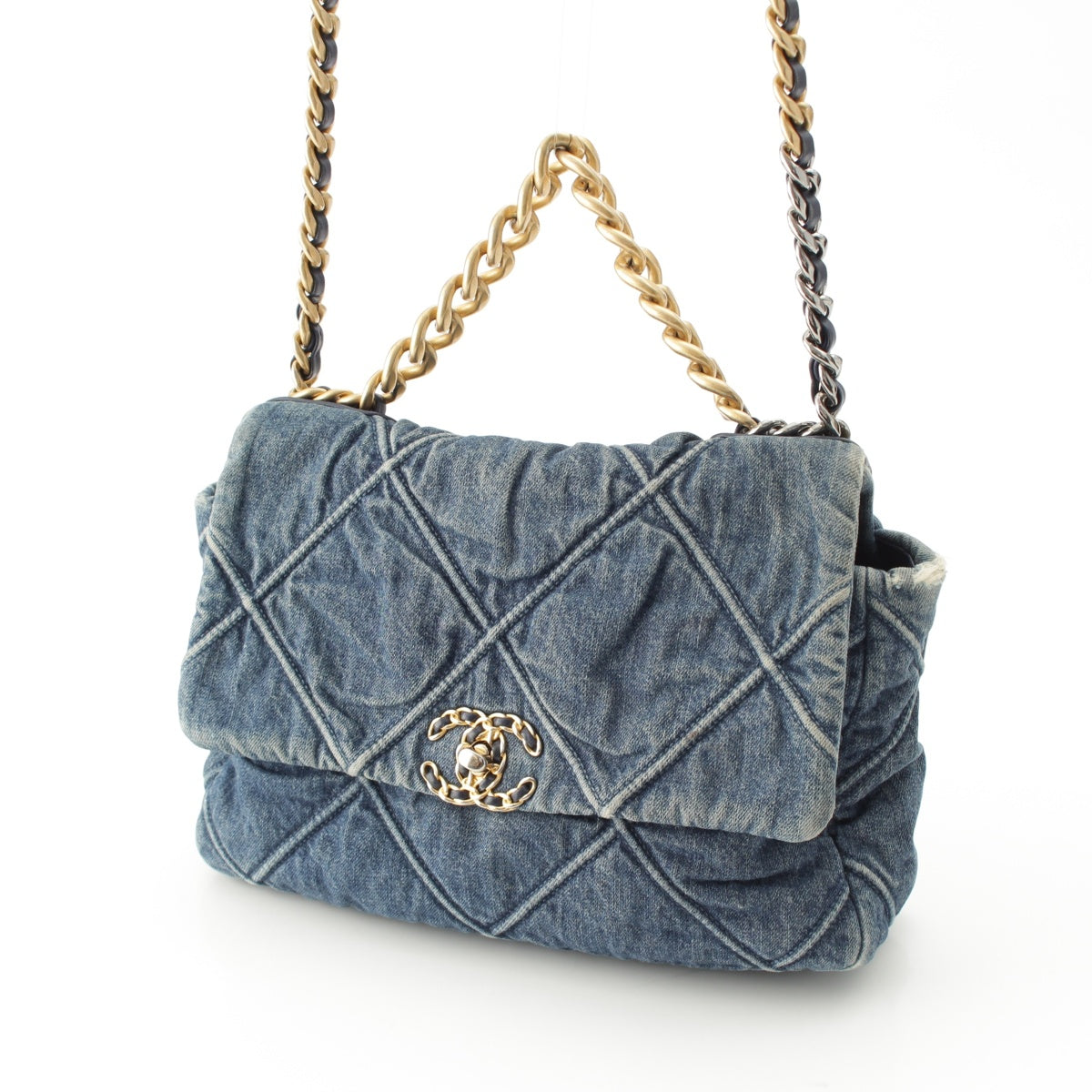 CHANEL 29s 19 denim Disneuf Large COCO Mark Chain Shoulder Bag AS1161