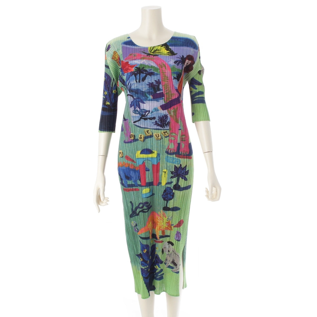 PLEATS PLEASE ISSEY  Nathalie Lete Dinosaur Paradise Animal Pattern one piece tops PP61-JH553 green 3