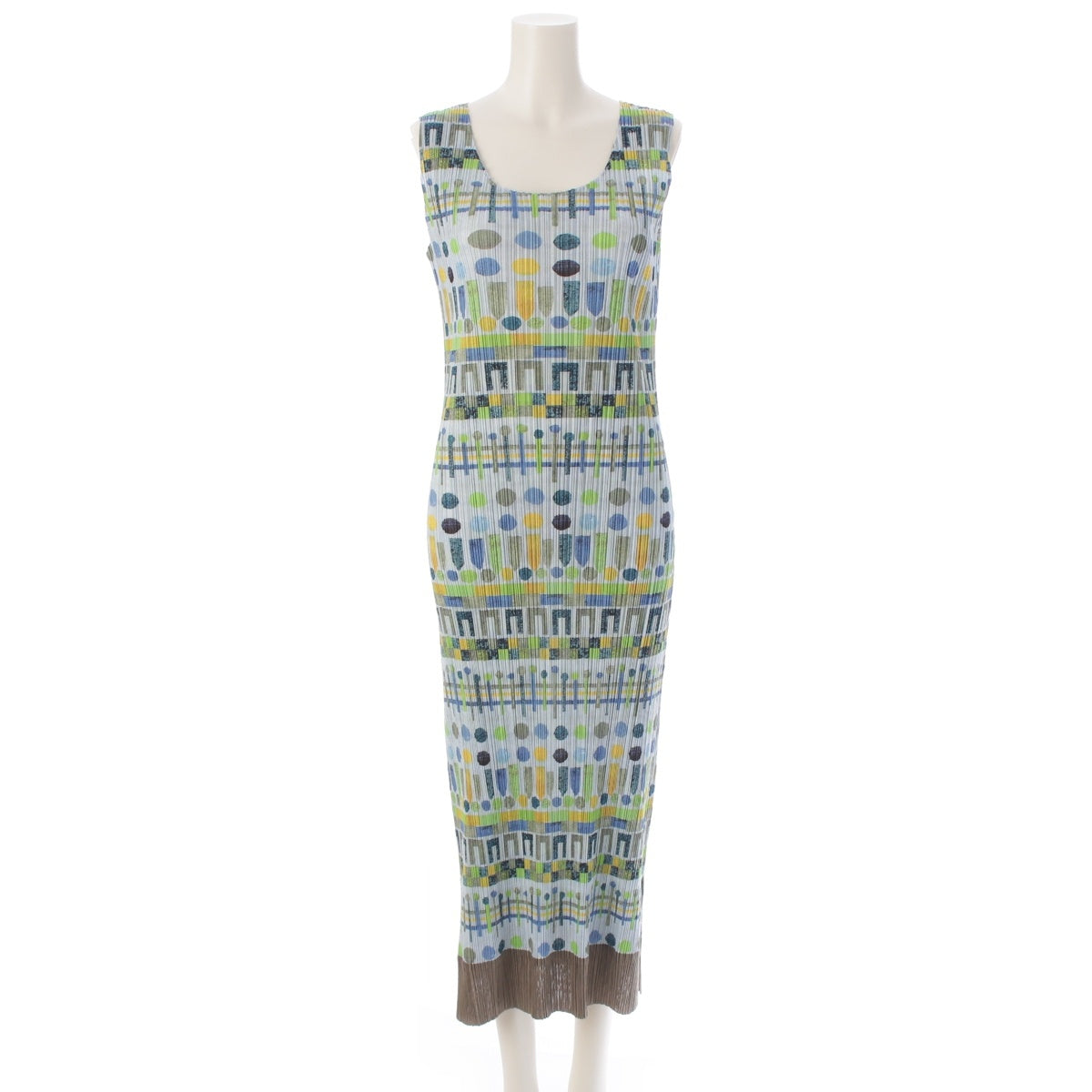 PLEATS PLEASE ISSEY  polyester Geometric All-over Print Sleeveless Long one piece PP61-JH655  multicolor 4