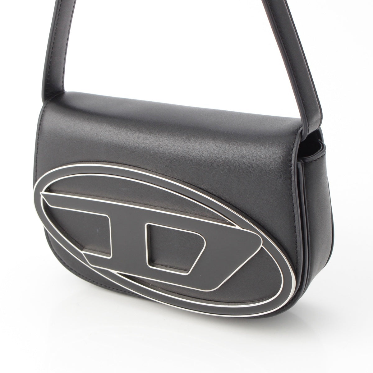 DIESEL 1DR leather D logo 2WAY Shoulder Handbag X08396 black