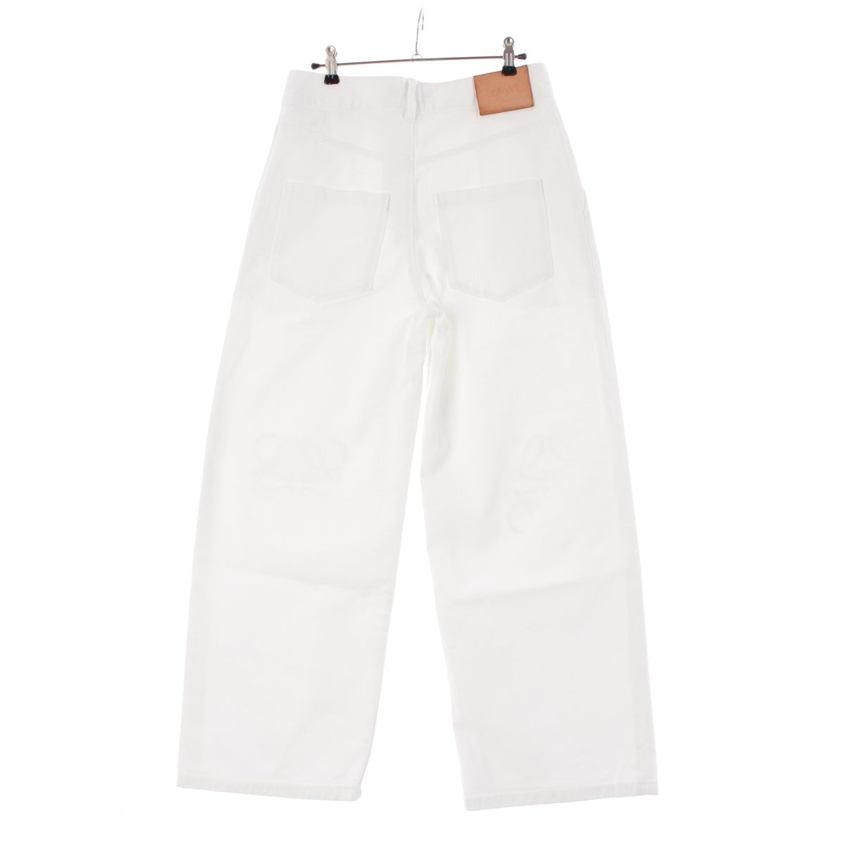 LOEWE cotton Anagram pile patch zip fly wide Denim pants Bottoms white 36