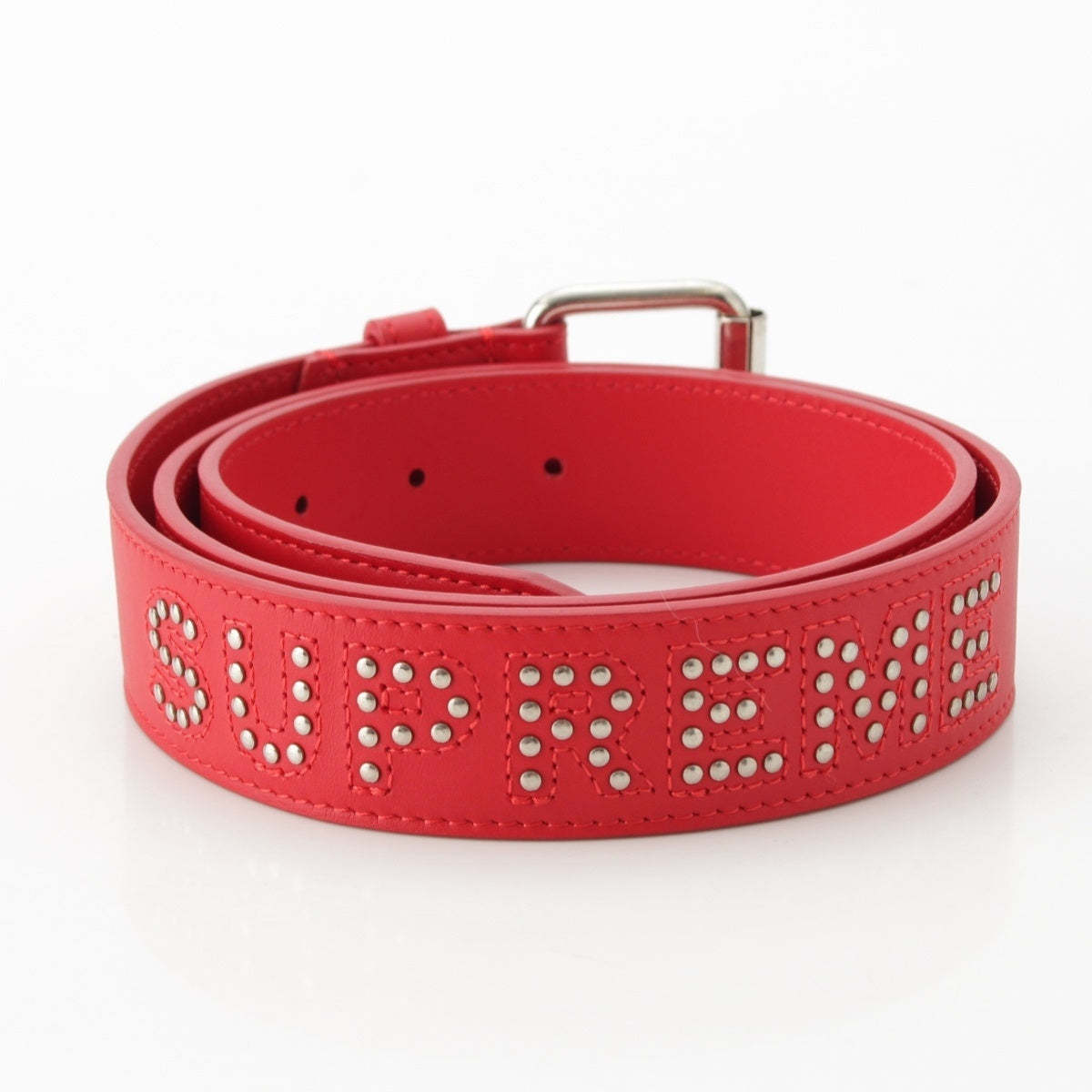 Supreme leather Studs logo belt Red S/M