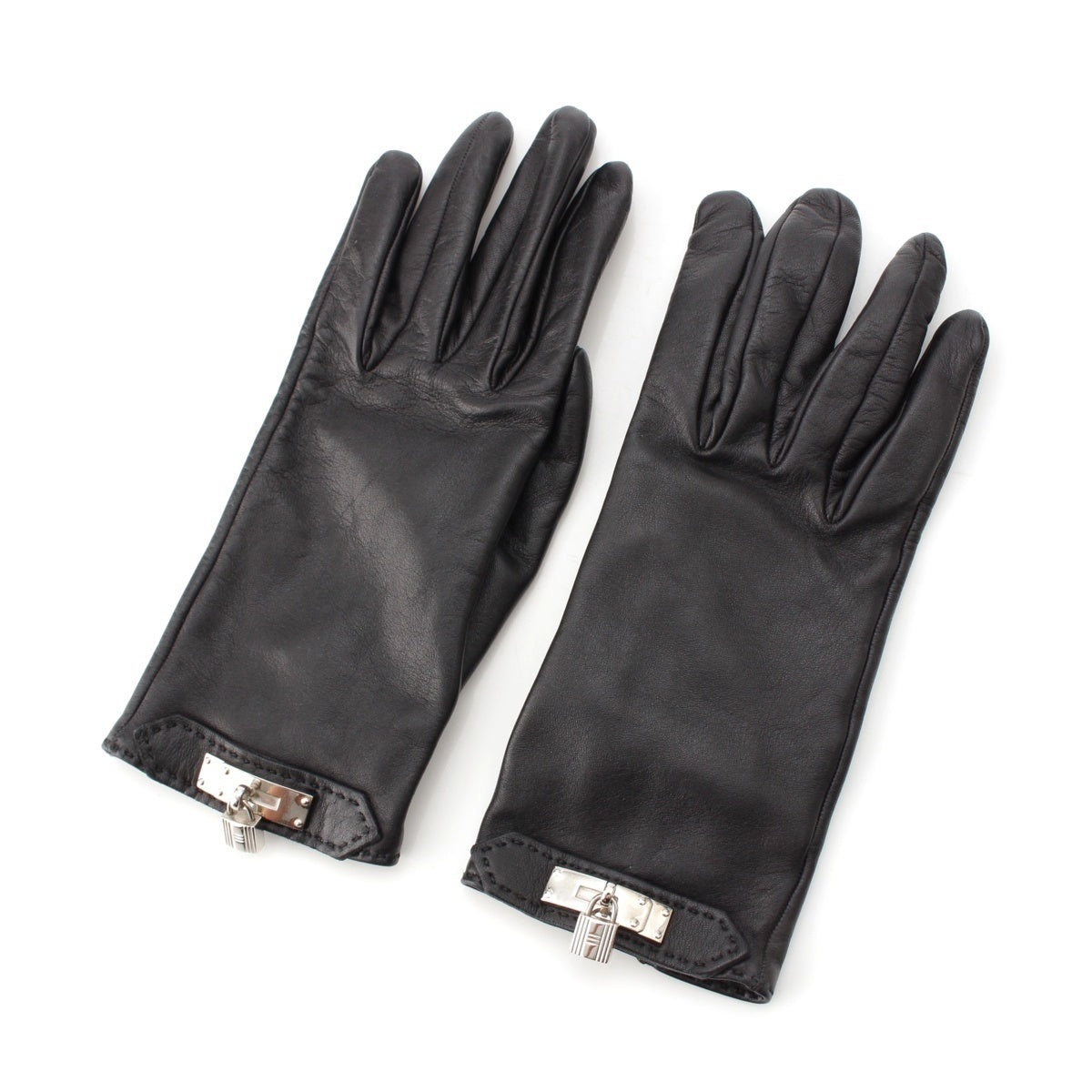 HERMES Lambskin leather Kelly SVMetal gloves Glove black 7
