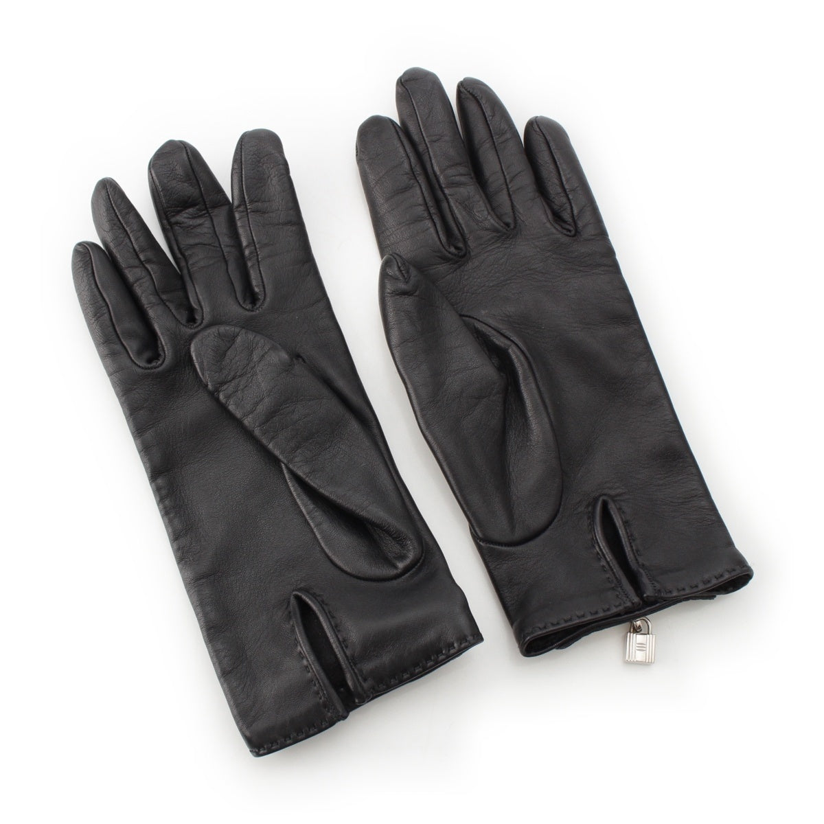 HERMES Lambskin leather Kelly SVMetal gloves Glove black 7