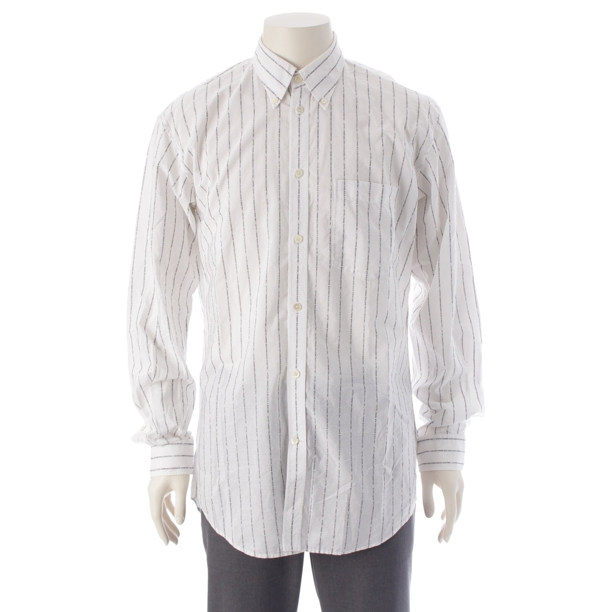 BALENCIAGA cotton All-logo stripe button-down long sleeve Long sleeve shirt tops 485971 white 38