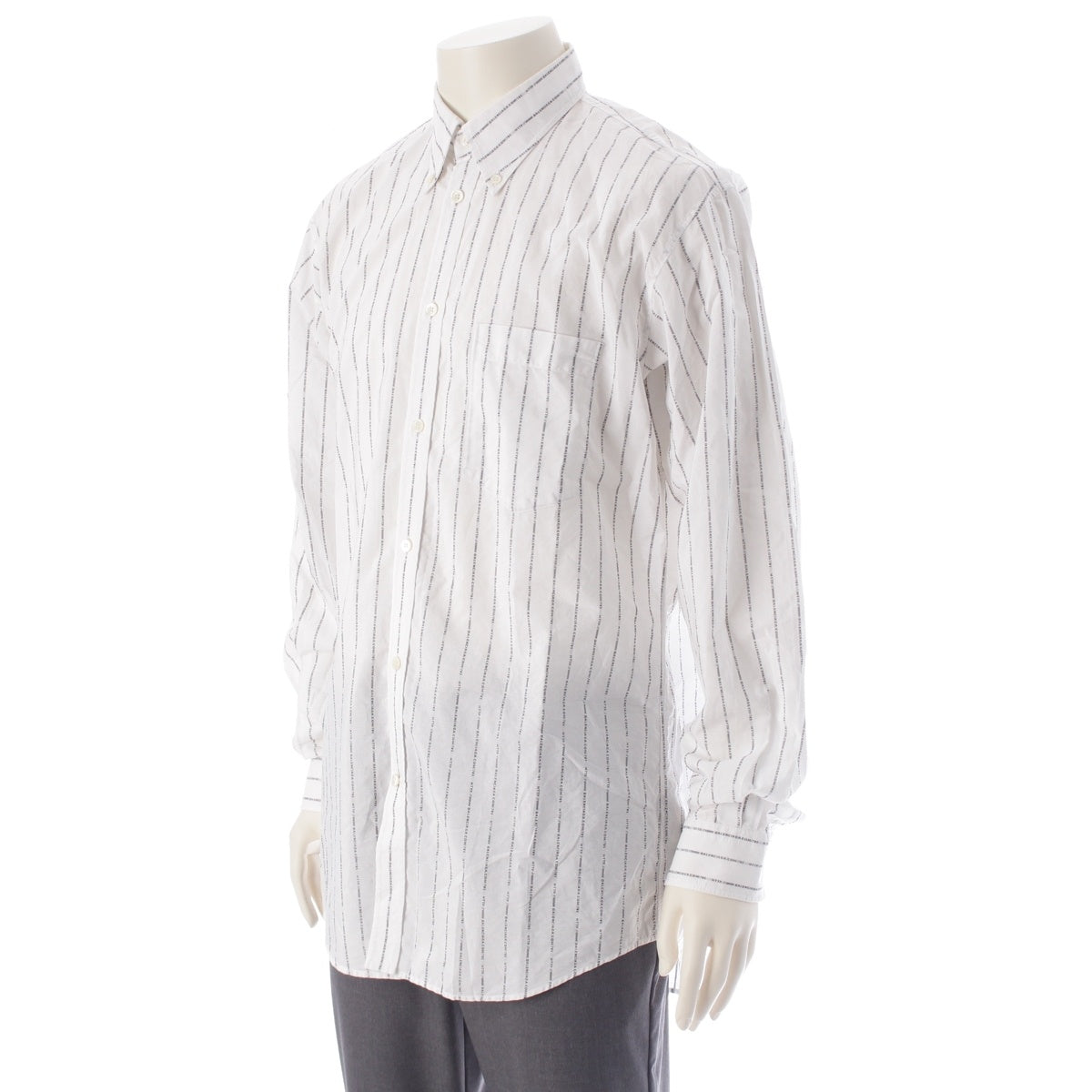 BALENCIAGA cotton All-logo stripe button-down long sleeve Long sleeve shirt tops 485971 white 38