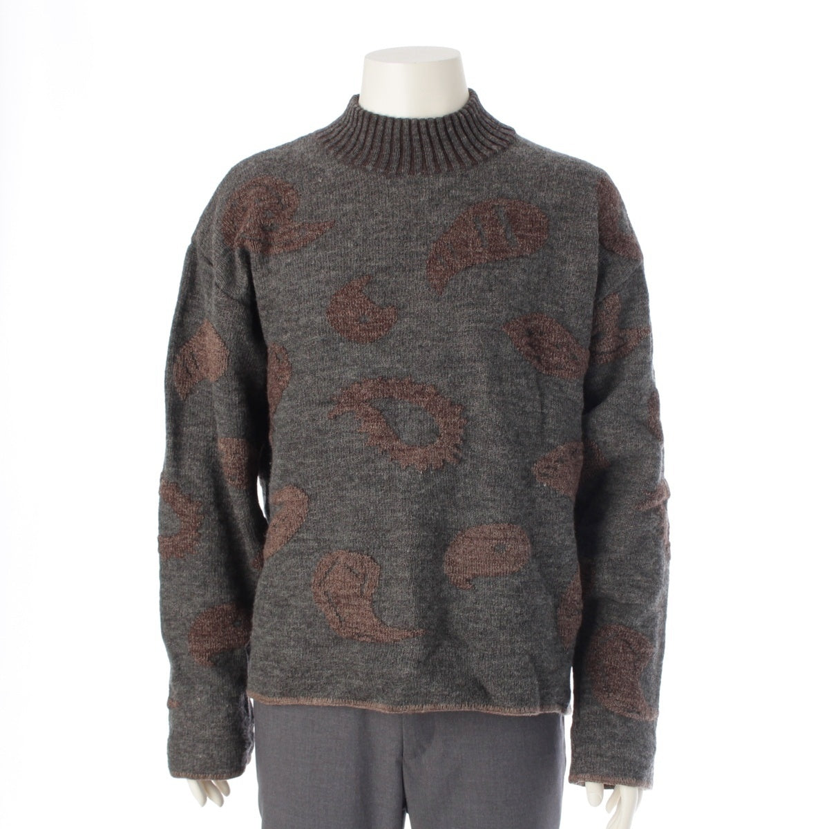 ISSEY MIYAKE wool Mock neck design knit sweater tops Gray M