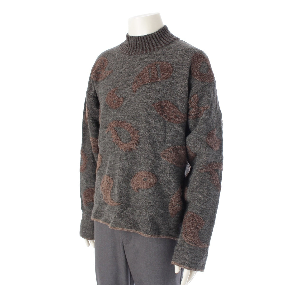 ISSEY MIYAKE wool Mock neck design knit sweater tops Gray M