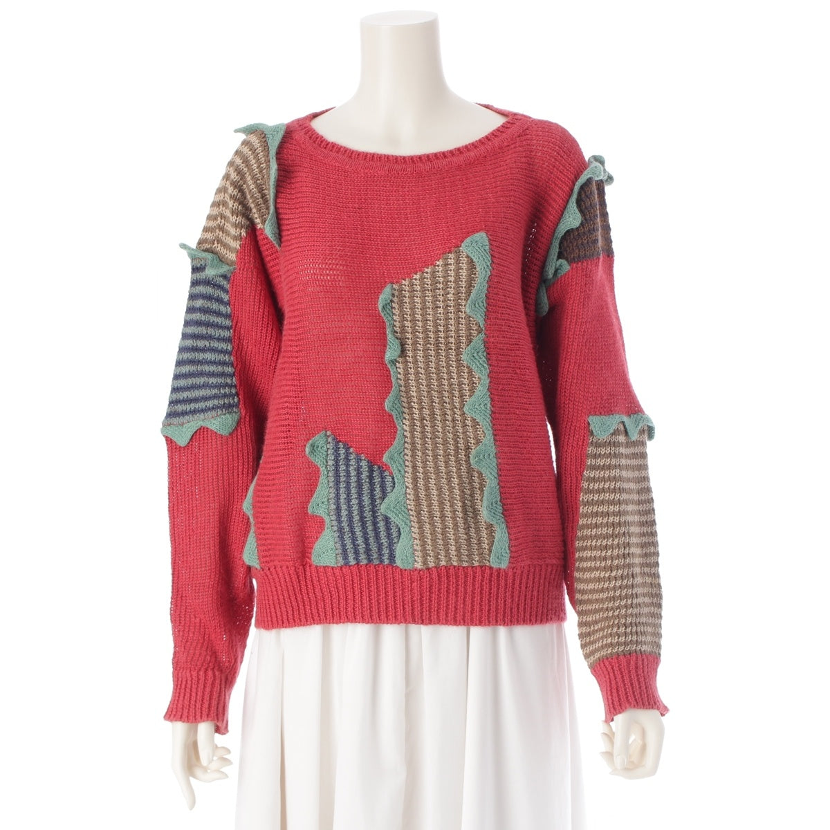 ISSEY MIYAKE Linen x cotton x wool All Style Design Knit sweater tops Red series