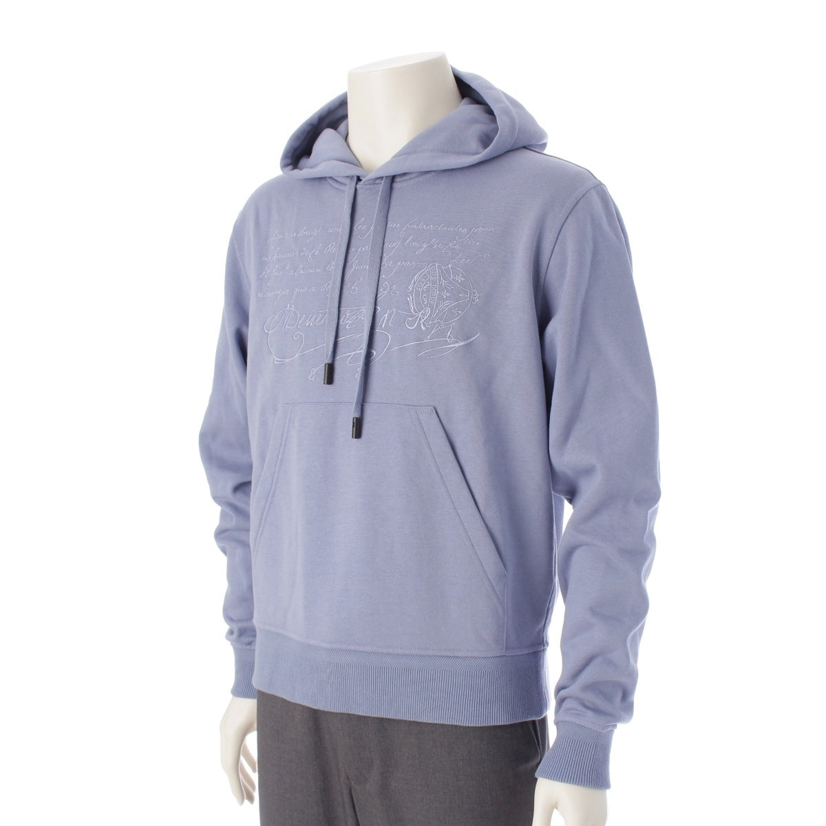 Berluti Calligraphy embroidery fleece lining Parker pullover R26JHL39-001 blue S