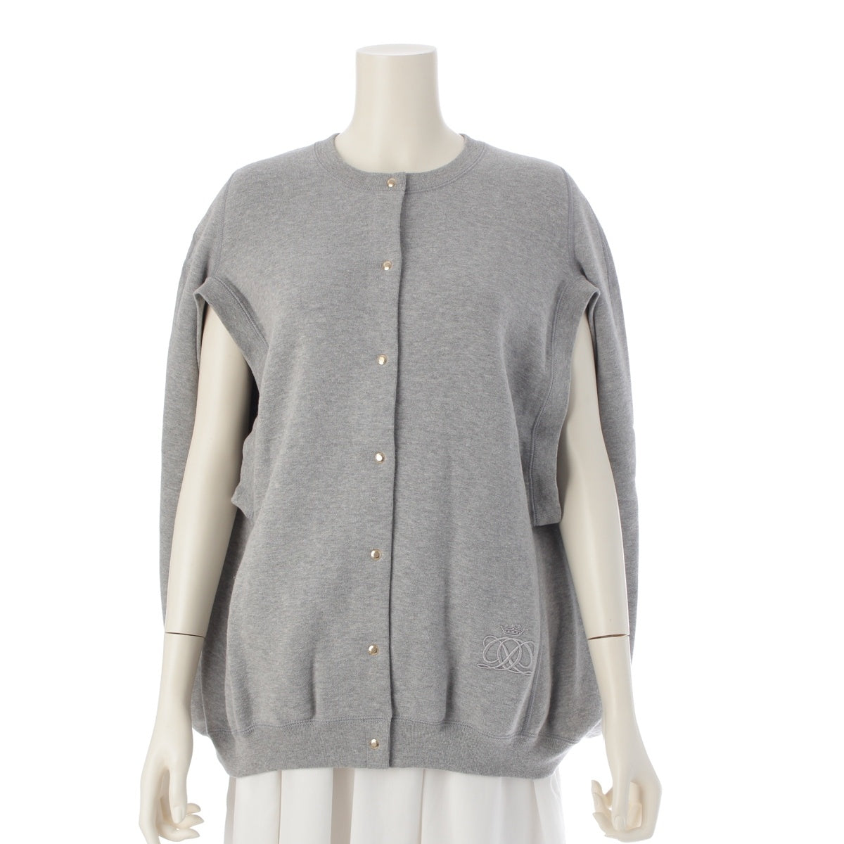 Drawer PRE AUTUMN Cotton fleece lining Crew neck with embroidered logo poncho Tops Snap 6517-299-0650 gray F