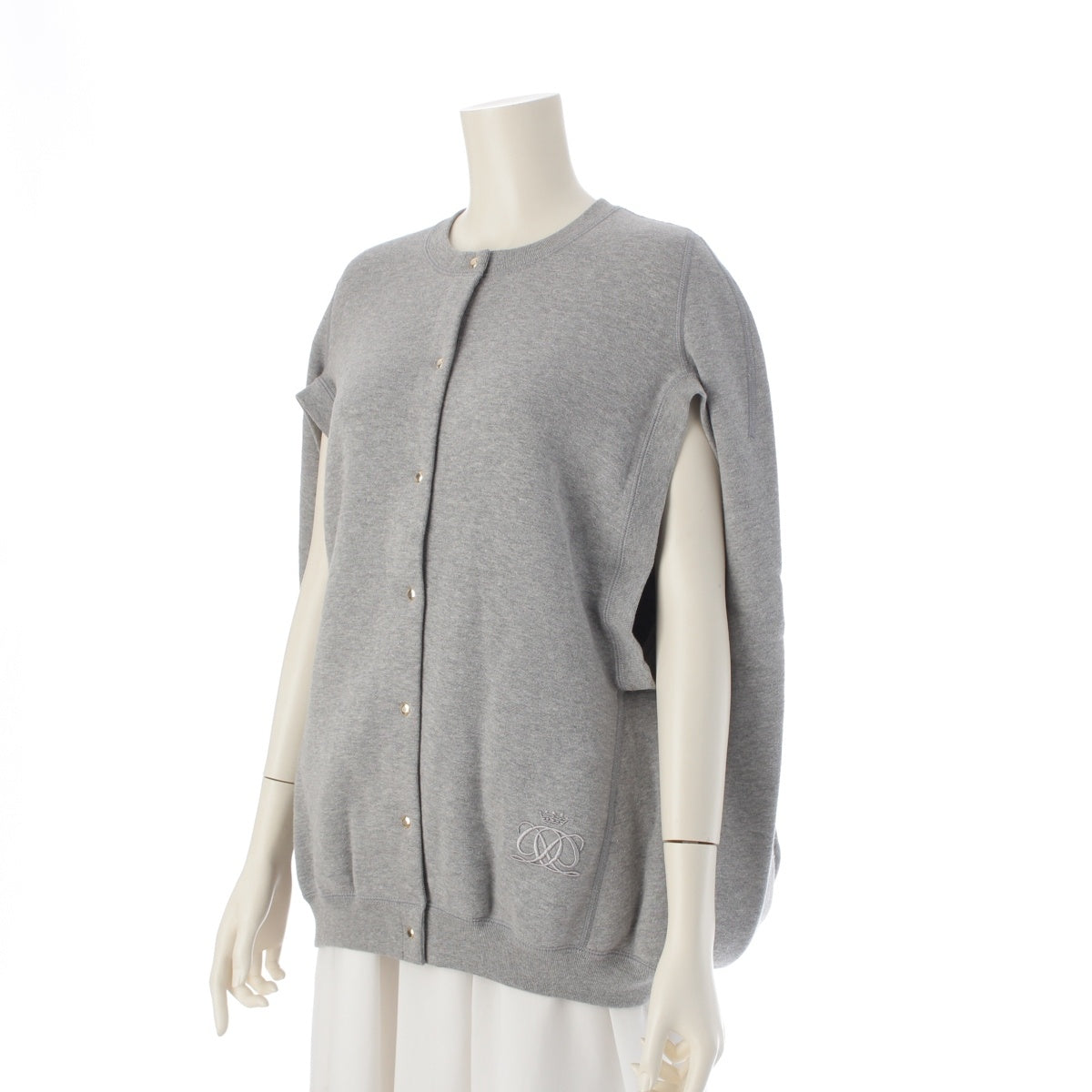 Drawer PRE AUTUMN Cotton fleece lining Crew neck with embroidered logo poncho Tops Snap 6517-299-0650 gray F