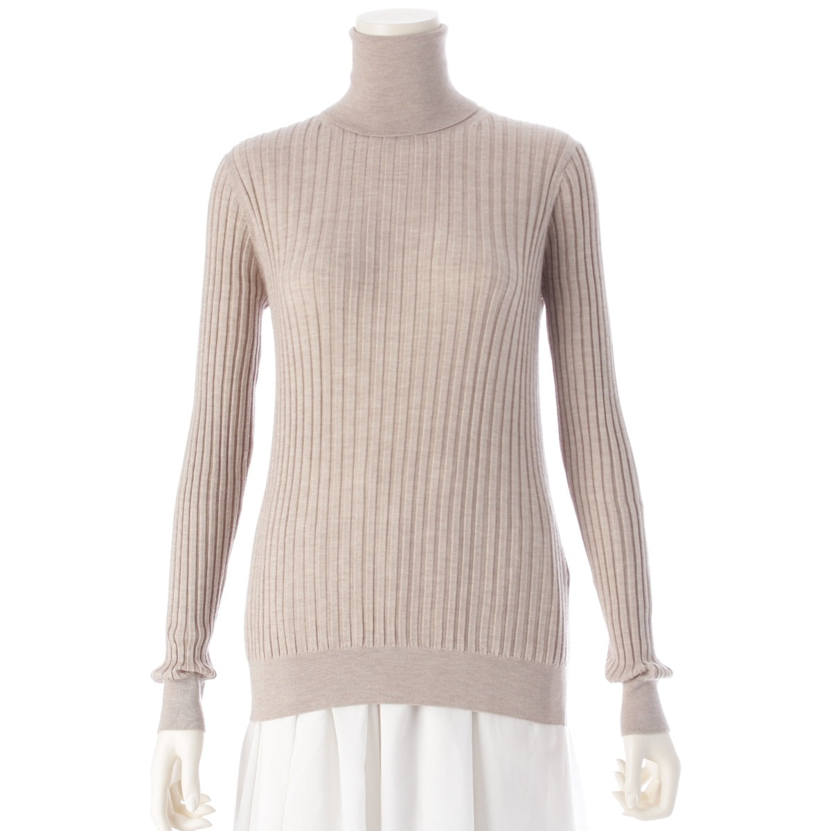 Drawer 18G cashmere silk rib turtleneck tops sweater 6513-106-1050 beige 1