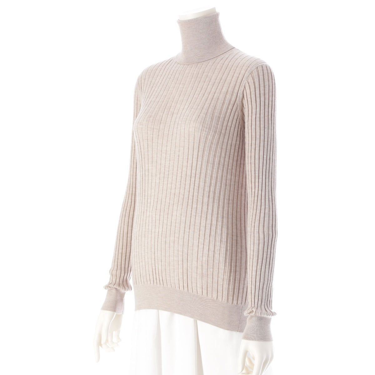 Drawer 18G cashmere silk rib turtleneck tops sweater 6513-106-1050 beige 1
