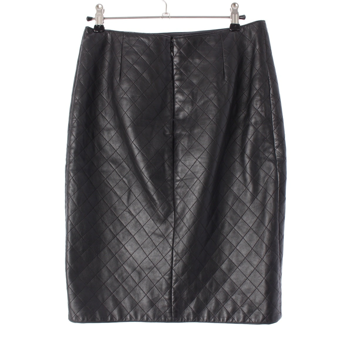 CHANEL 05A Matelasse lambskin Leather Tight skirt P26804 black 34